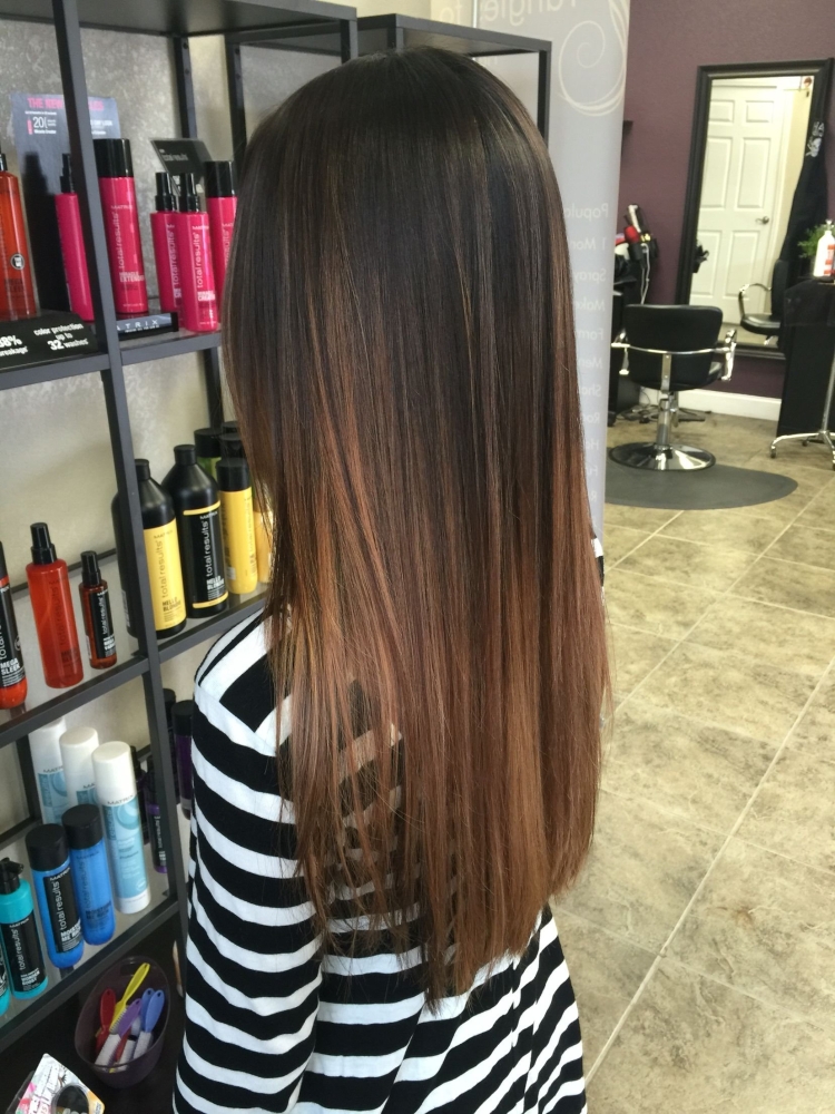 Окрашивание балаяж на темные прямые