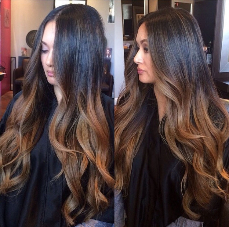 Шатуш на темные длинные волосы