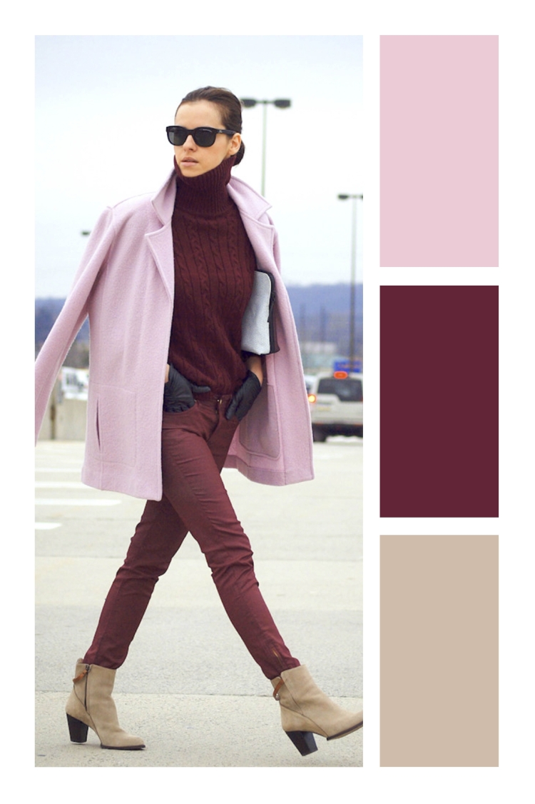 Бежевый и бордовый в одежде
