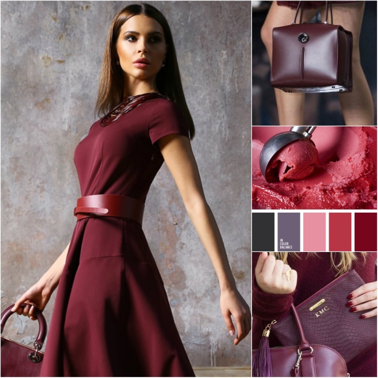 Платье винного цвета