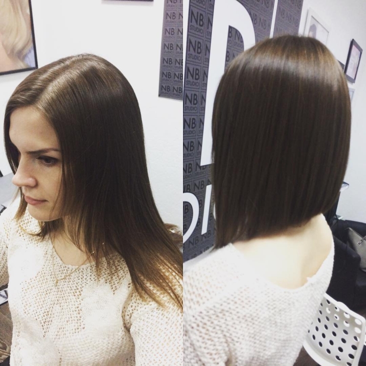 Стрижка прямое каре до и после