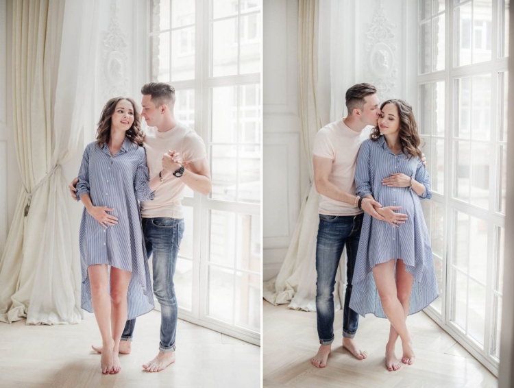 Фотосессия беременных с мужем в студии