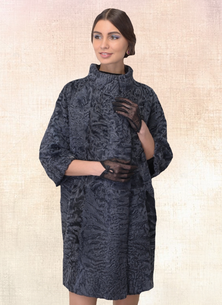 Алеф каракулевая шуба синяя