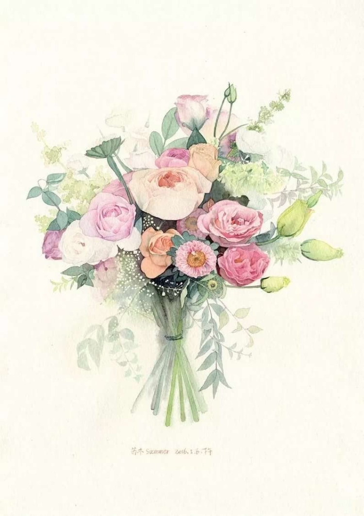 Открытка с цветами акварелью