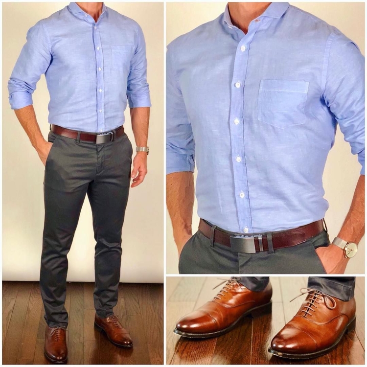 Рубашка под коричневые туфли