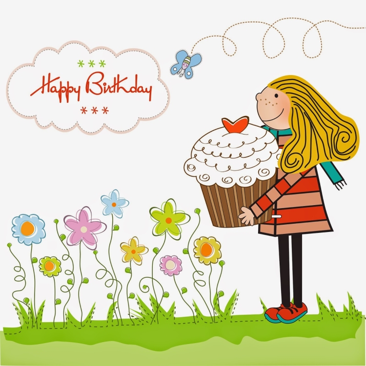 С днём рождения девушке вектор