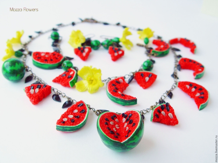 Серьги арбузики из полимерной глины
