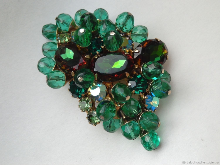 Брошь Арбузное стекло