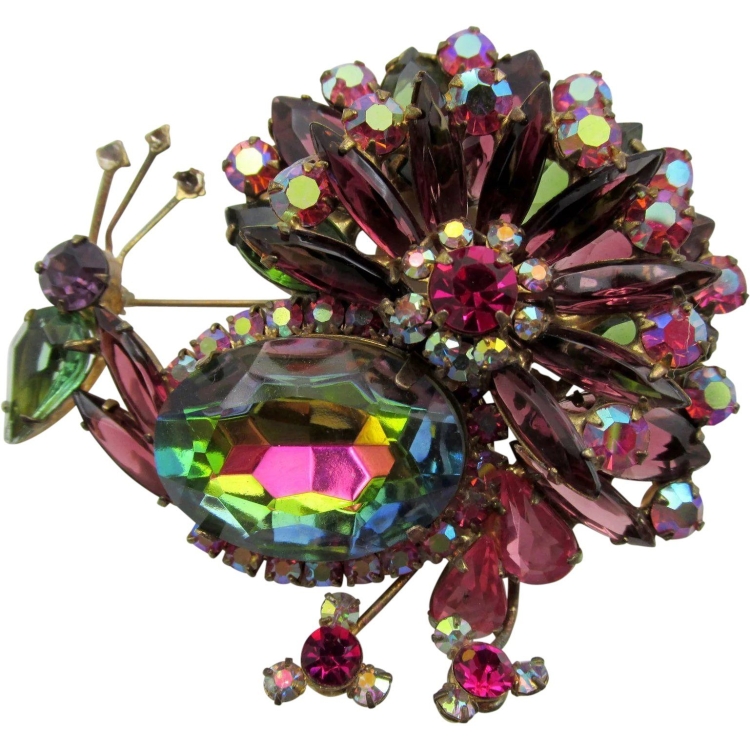 Брошь Арбузное стекло