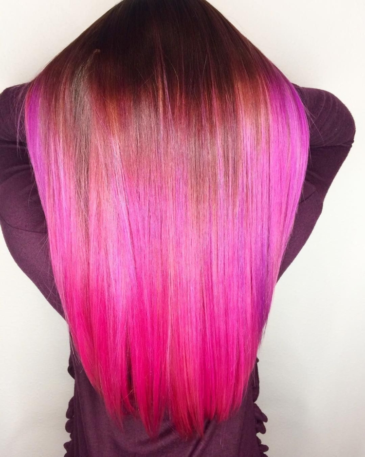 Окрашивание кончиков в ярко розовый