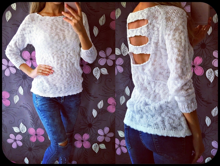 Кофта с дырочками на рукавах