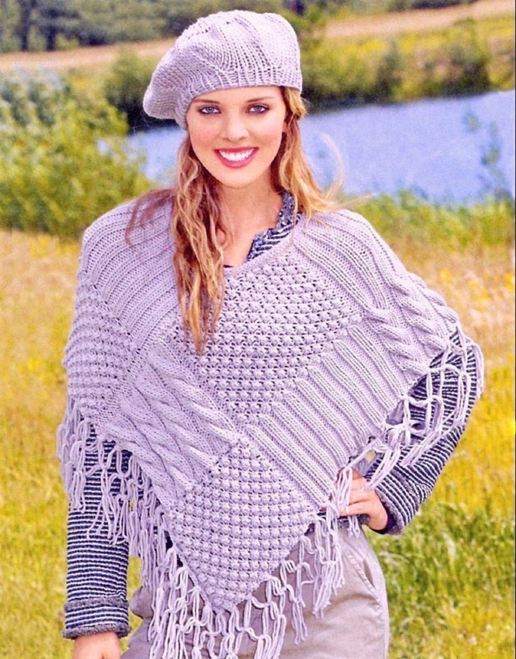 Пончо женское вязаное