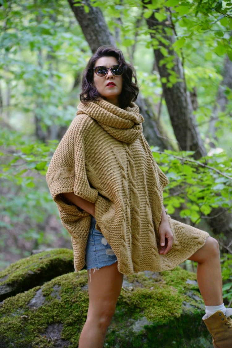 Кардиган пончо