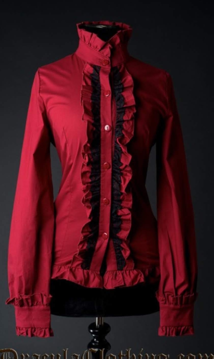 Готическая рубашка женская бордовая