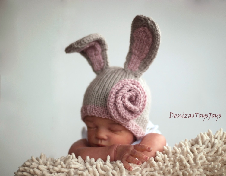 Шапка Зайка для новорожденного