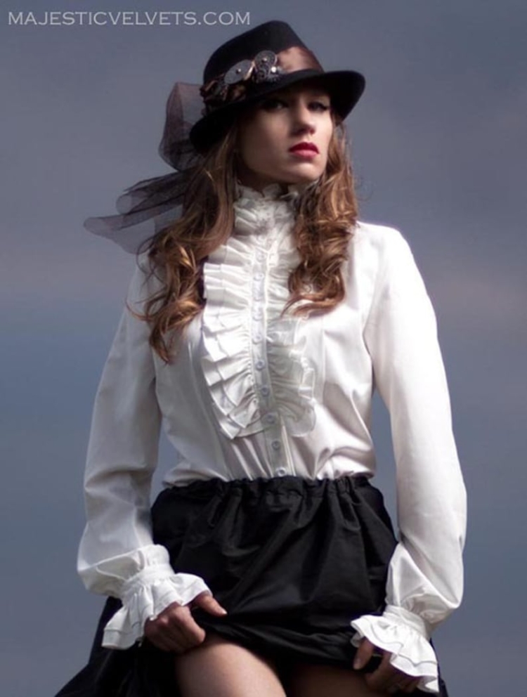 Викторианский стиль рубашка джинсовая