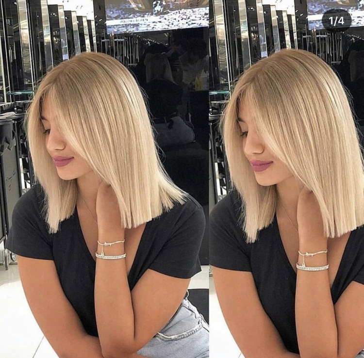 Тотал блонд каре удлиненное