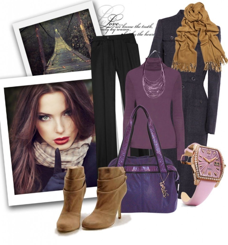 Фиолетовая сумка сочетание