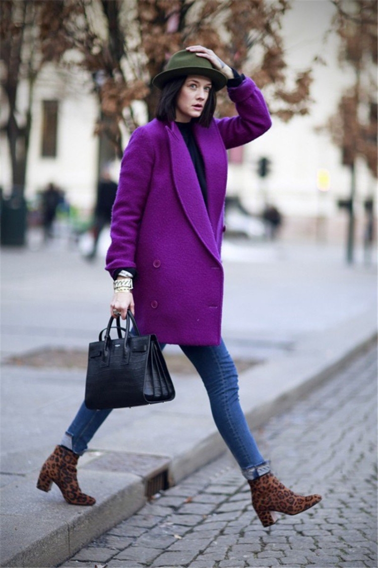 Фиолетовое пальто женское образы