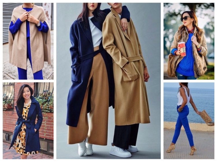 Сочетание синего и бежевого в одежде