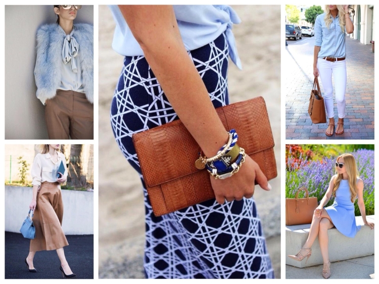 Сочетание голубого и бежевого в одежде