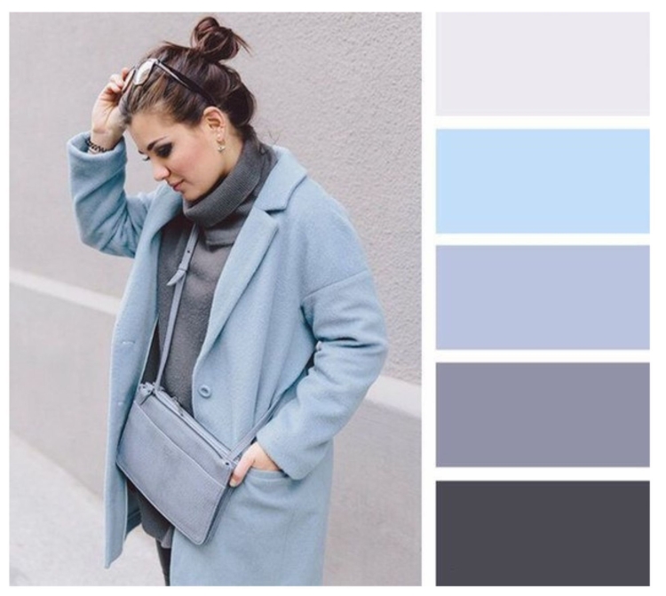 Серо голубая гамма в одежде