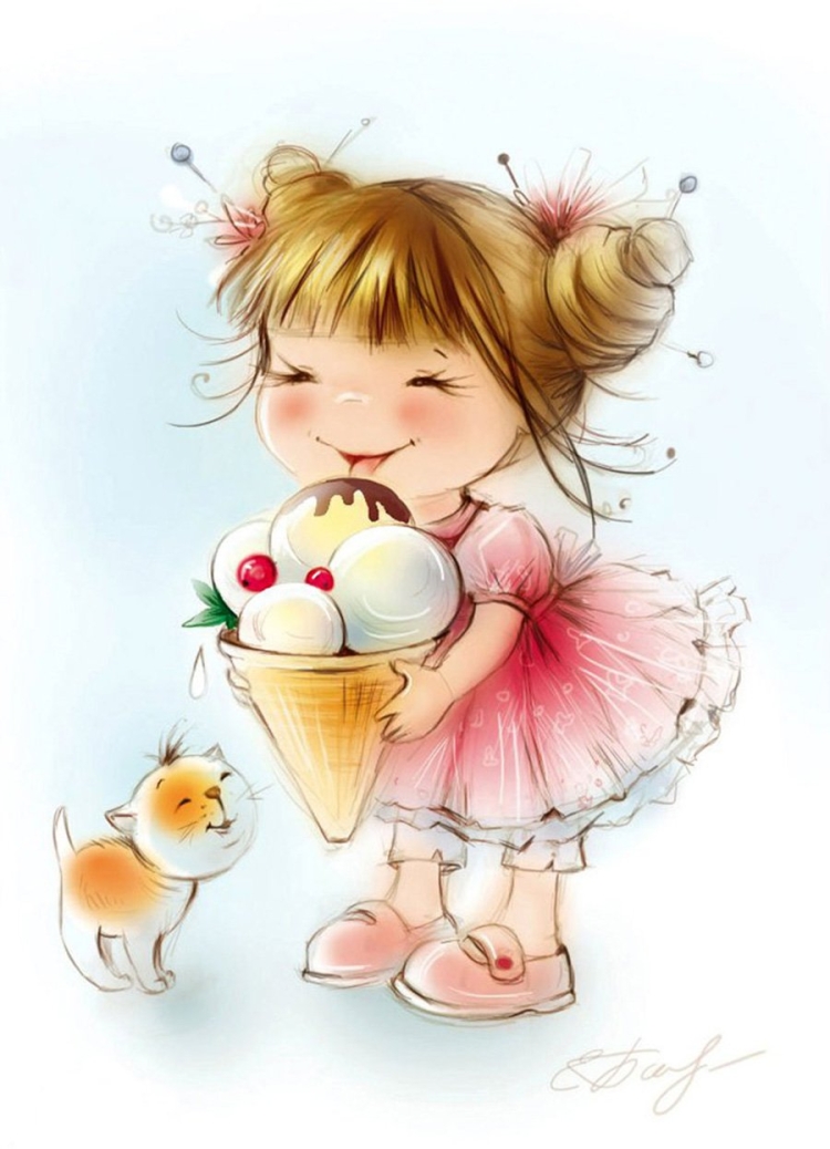 Акварельные иллюстрации девочки