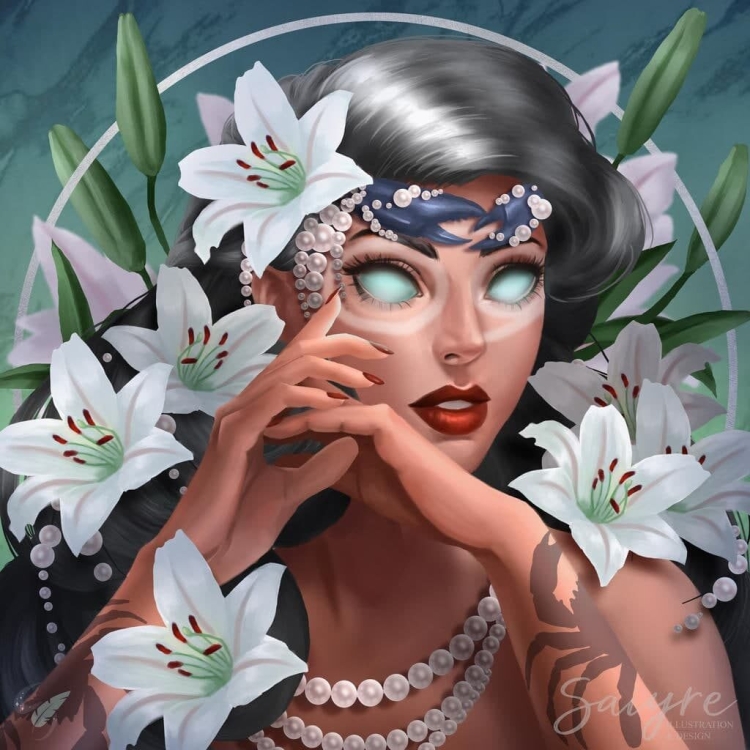 Девушка с лилиями