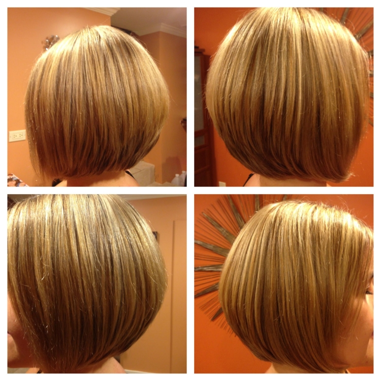 Градуированный Боб с челкой вид сзади