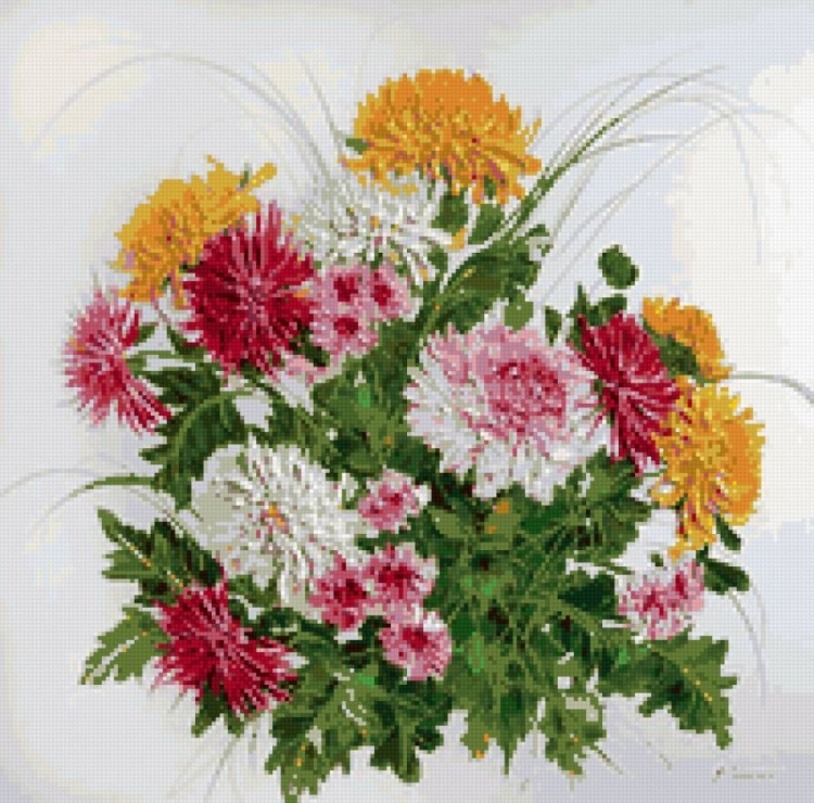 Художник Людмила Скрипченко хризантемы