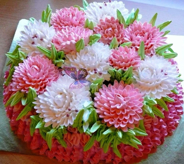 Торт с хризантемами