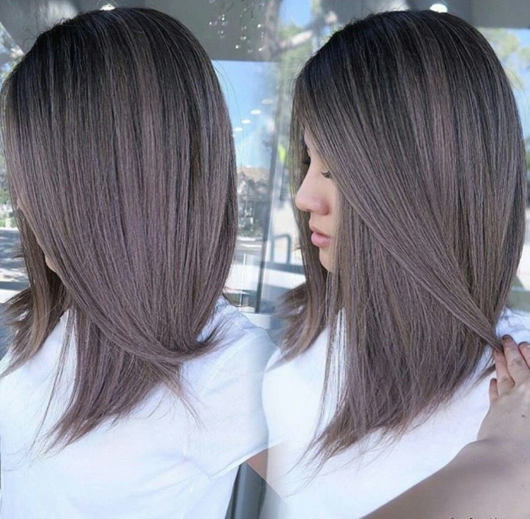 Шоколадно-пепельный балаяж на Лонг Боб
