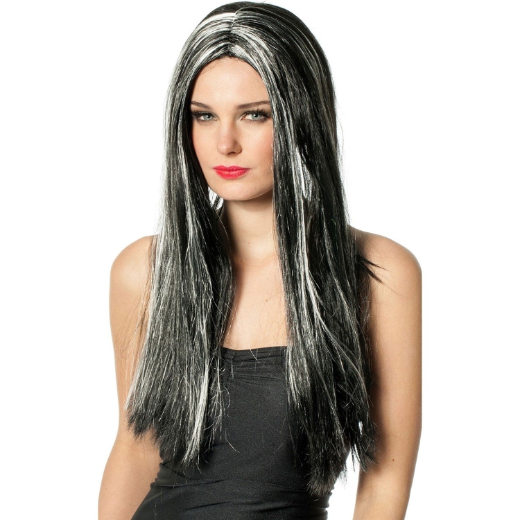 Чёрные волосы с белыми прядями