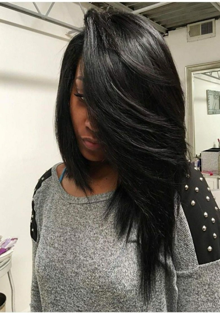 Стрижка Каскад на черные волосы