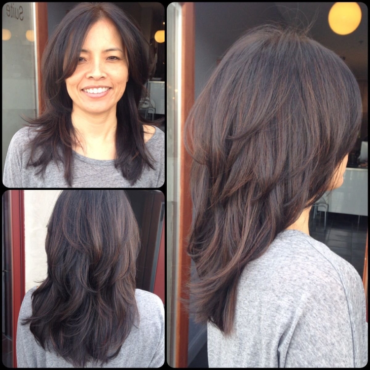 Стрижка на волосы до лопаток без челки