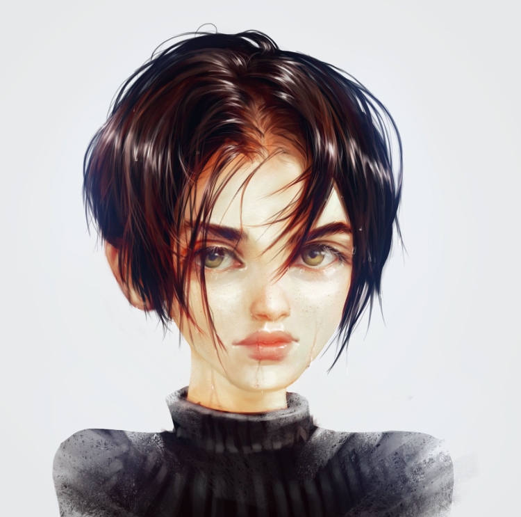 Девушка с короткой стрижкой арт