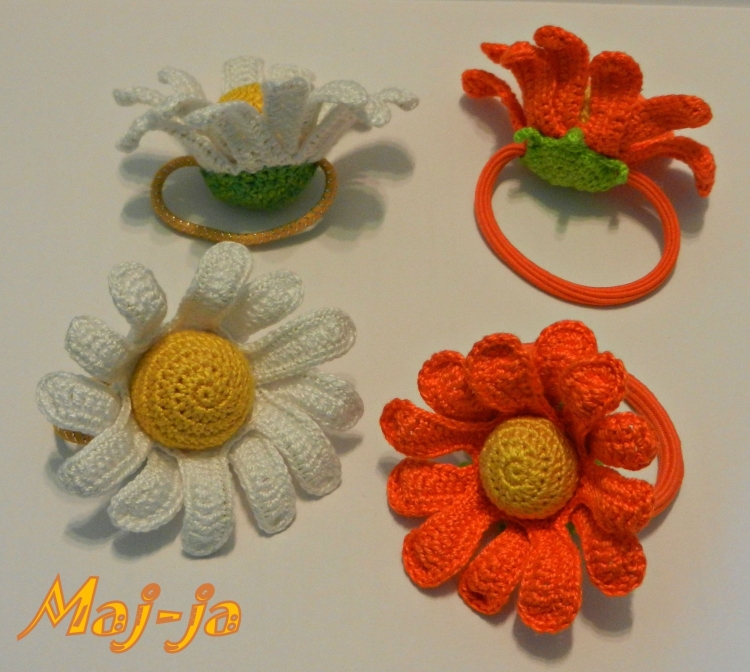 Вязаные заколки для волос крючком цветы