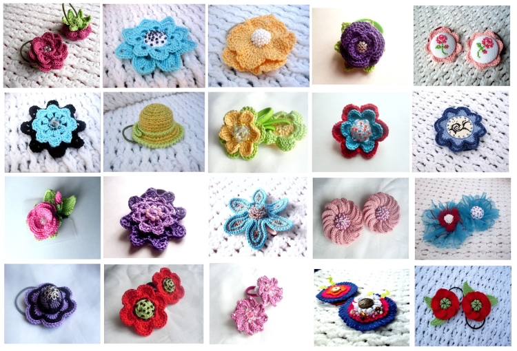 Вязаные заколки для волос крючком