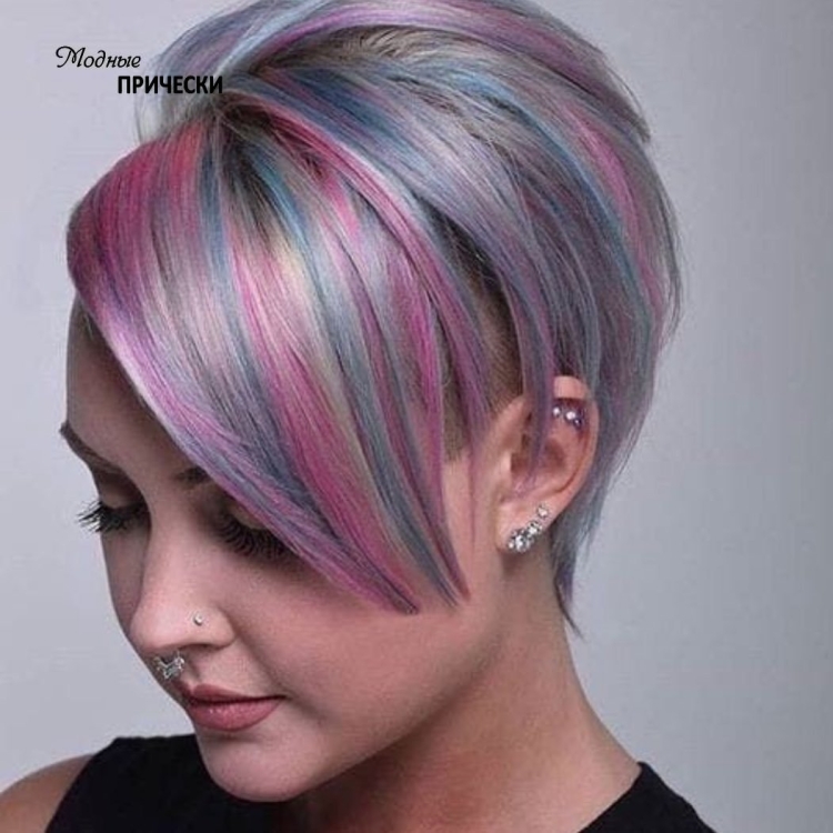 Яркие пряди на короткие волосы