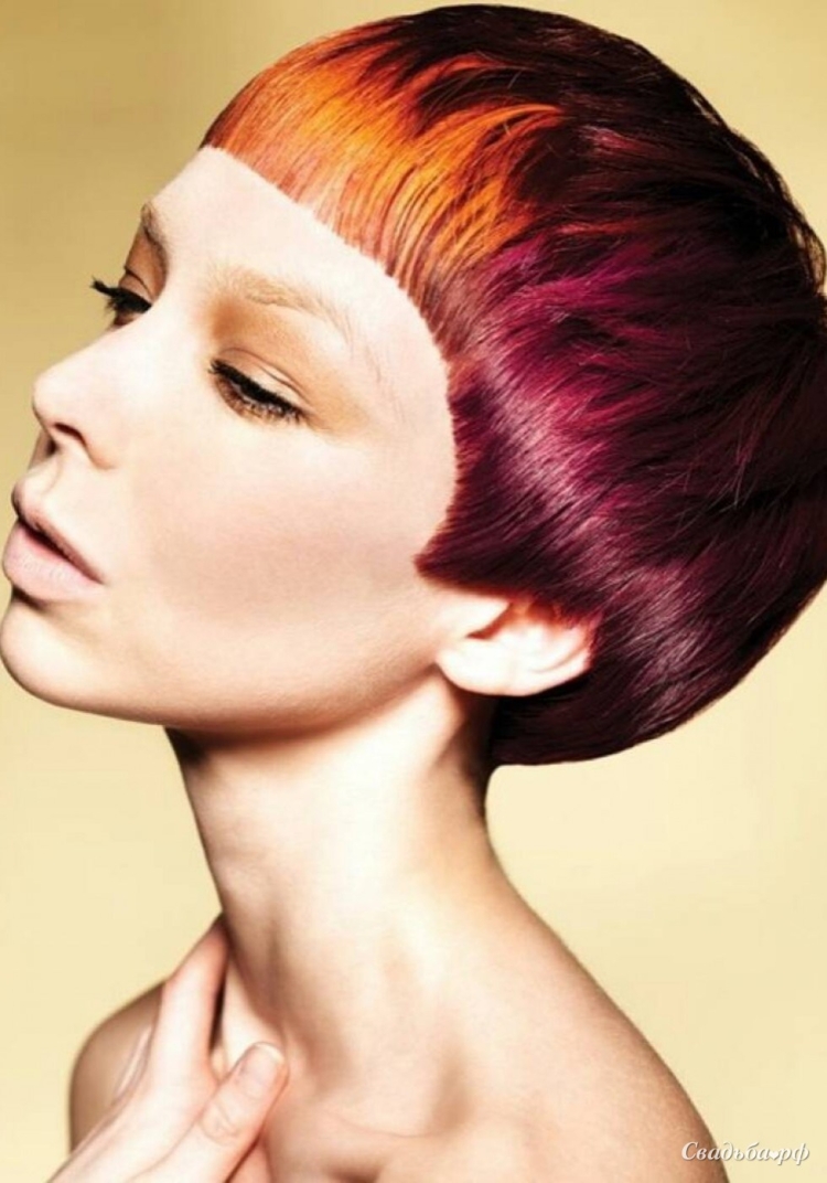 Креативное окрашивание на короткие волосы