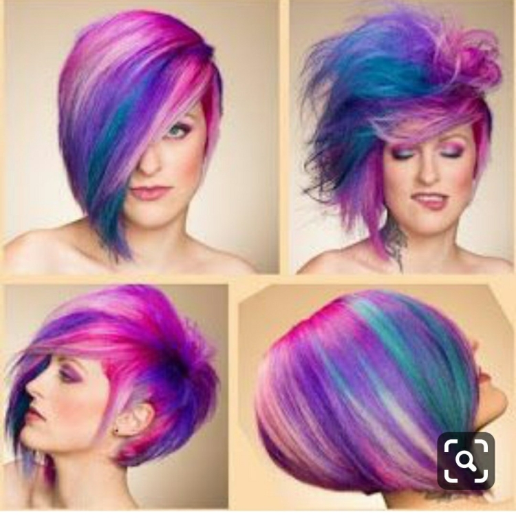 Многоцветное окрашивание на короткие волосы