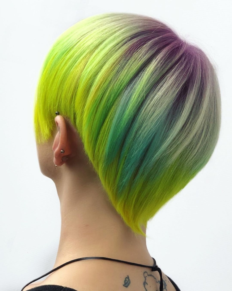 Радужное окрашивание на короткие волосы