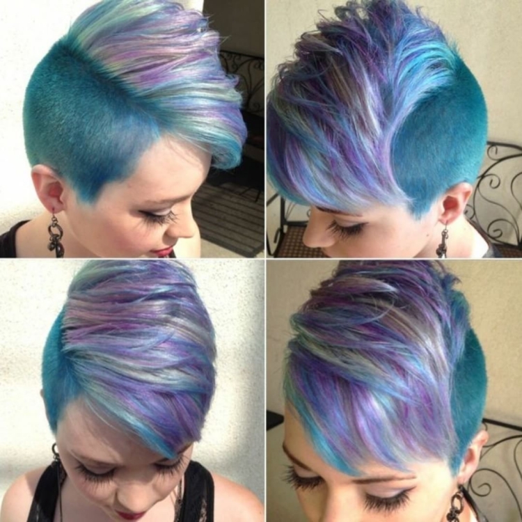 Колорирование на короткие волосы синий