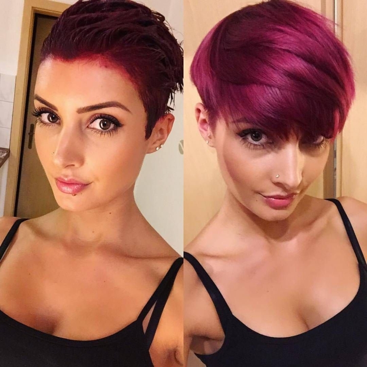 Стрижка Пикси с красными прядями