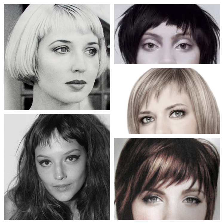 Косая чёлка с уголком над бровью