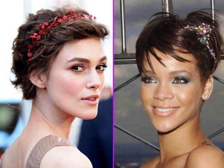 Прическа с ободком на короткие волосы