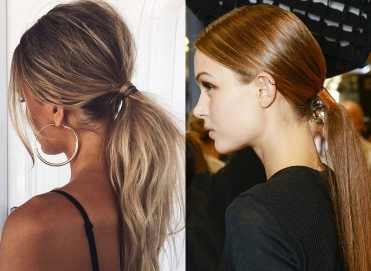 Низкий хвост прическа на средние волосы