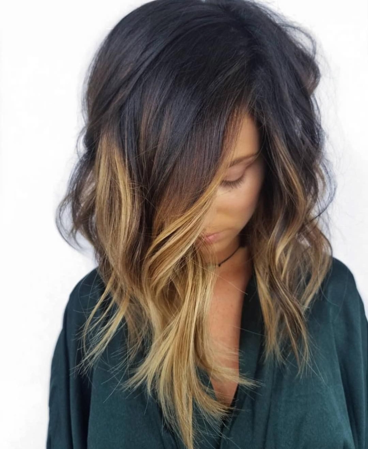Омбре волос на темные средние волосы