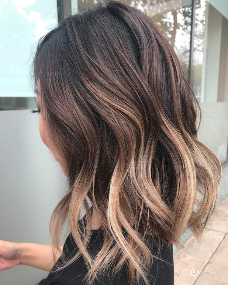 Омбре на средние волосы темные