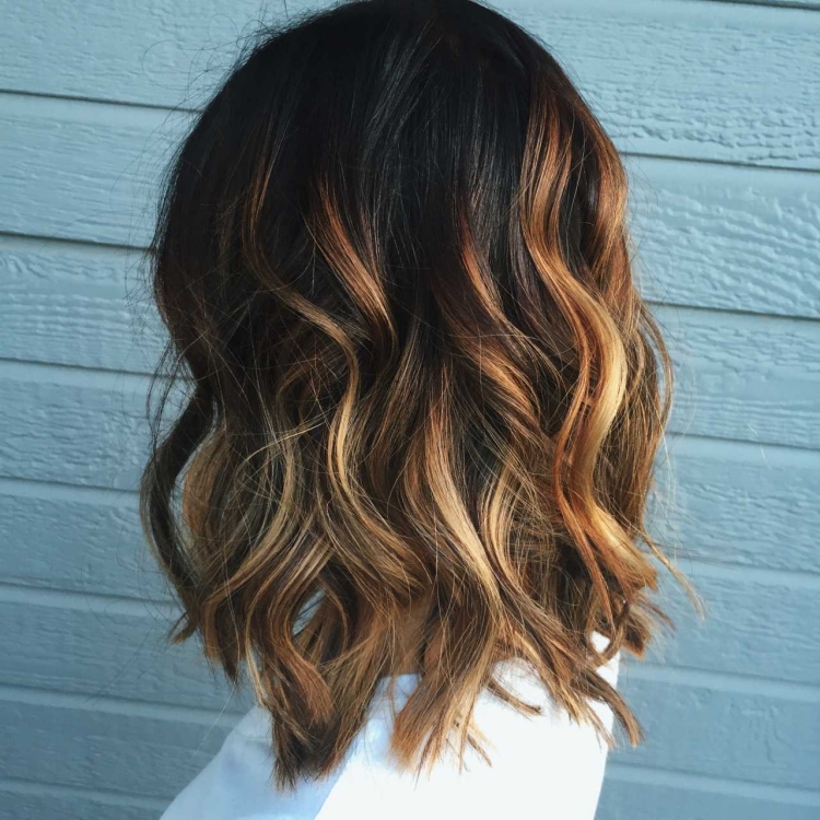 Окрашивание волос омбре на темные на средние волосы